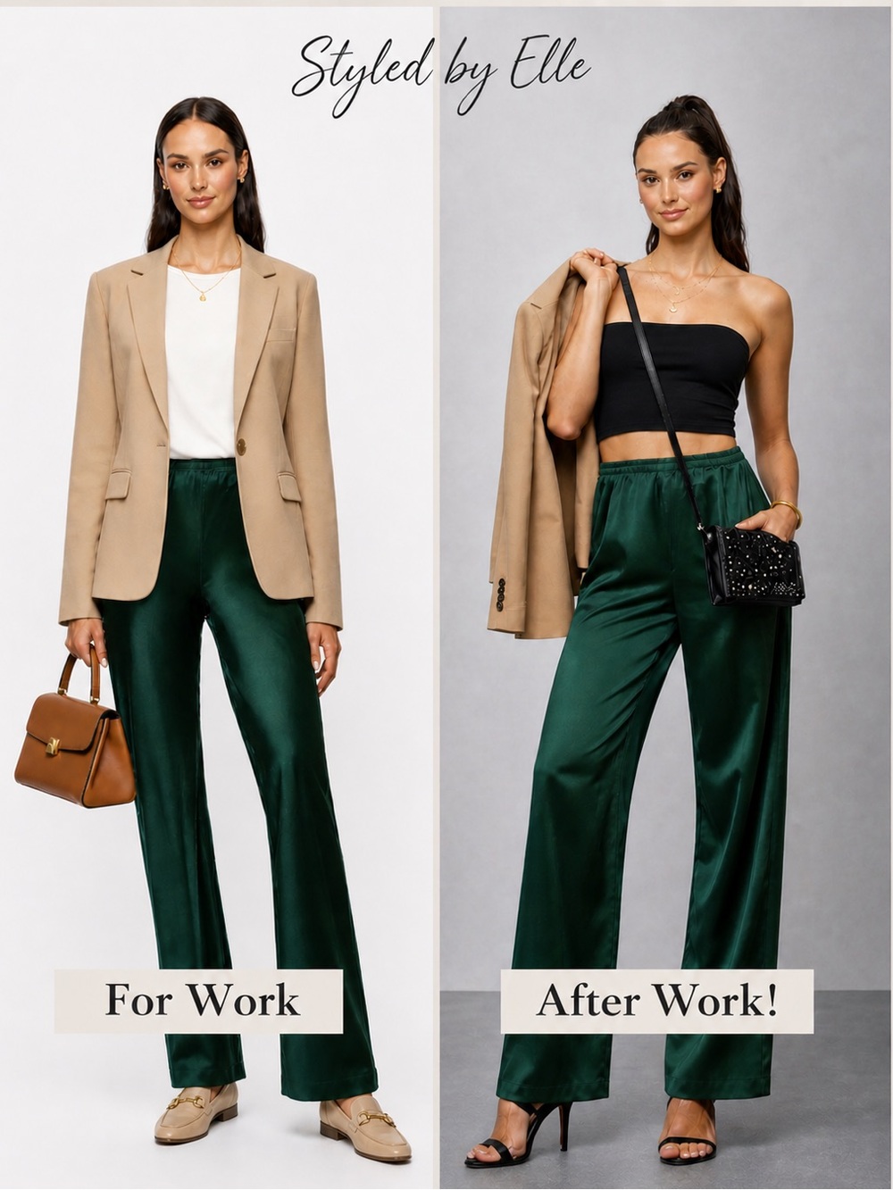 Silk Laundry Bias Cut Pants 100% Silk Emerald Size XL